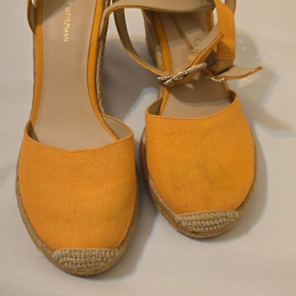 Stuart Weitzman Women’s Orange Espadrille Platform Wedge Sandal Size 8.5‎